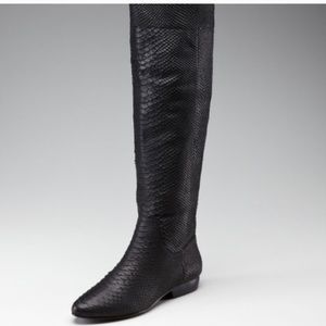 Python Leather Thigh High Boots
